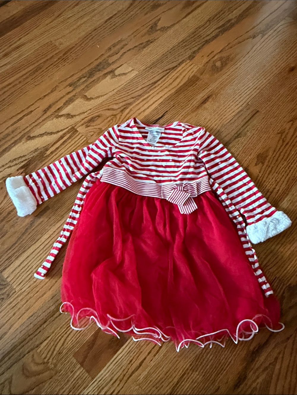 Bonnie Jean Red and White Striped Holiday Dress
